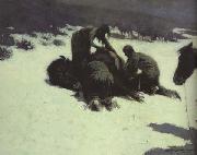 Frederic Remington The Hungry Moon (mk43) oil on canvas